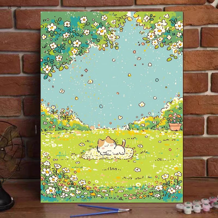 Cute Cat Illustration Canvas Art Print Kalsten