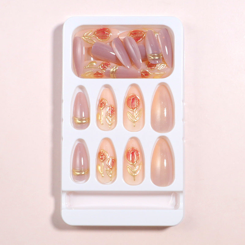 Floral Embellished Press-On Nail Set Kalsten