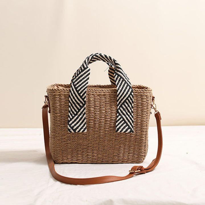 Woven natural material handbag with removable shoulder strap Kalsten