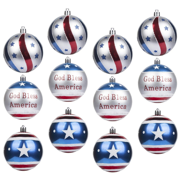 Unisex nan patriotic glass Christmas bauble set with glitter effect and inscription Kalsten