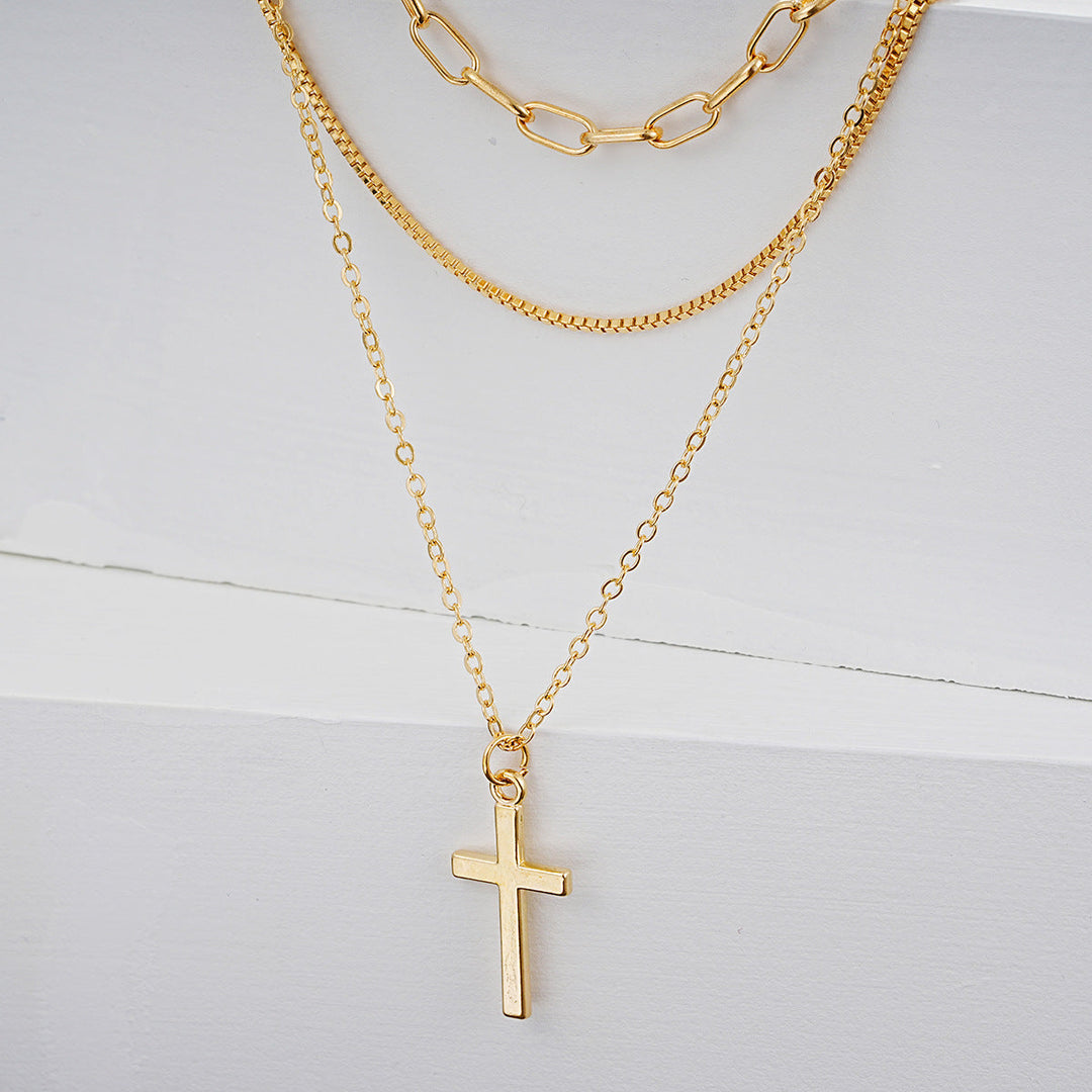 Multi-Layered Cross Pendant Necklace Kalsten