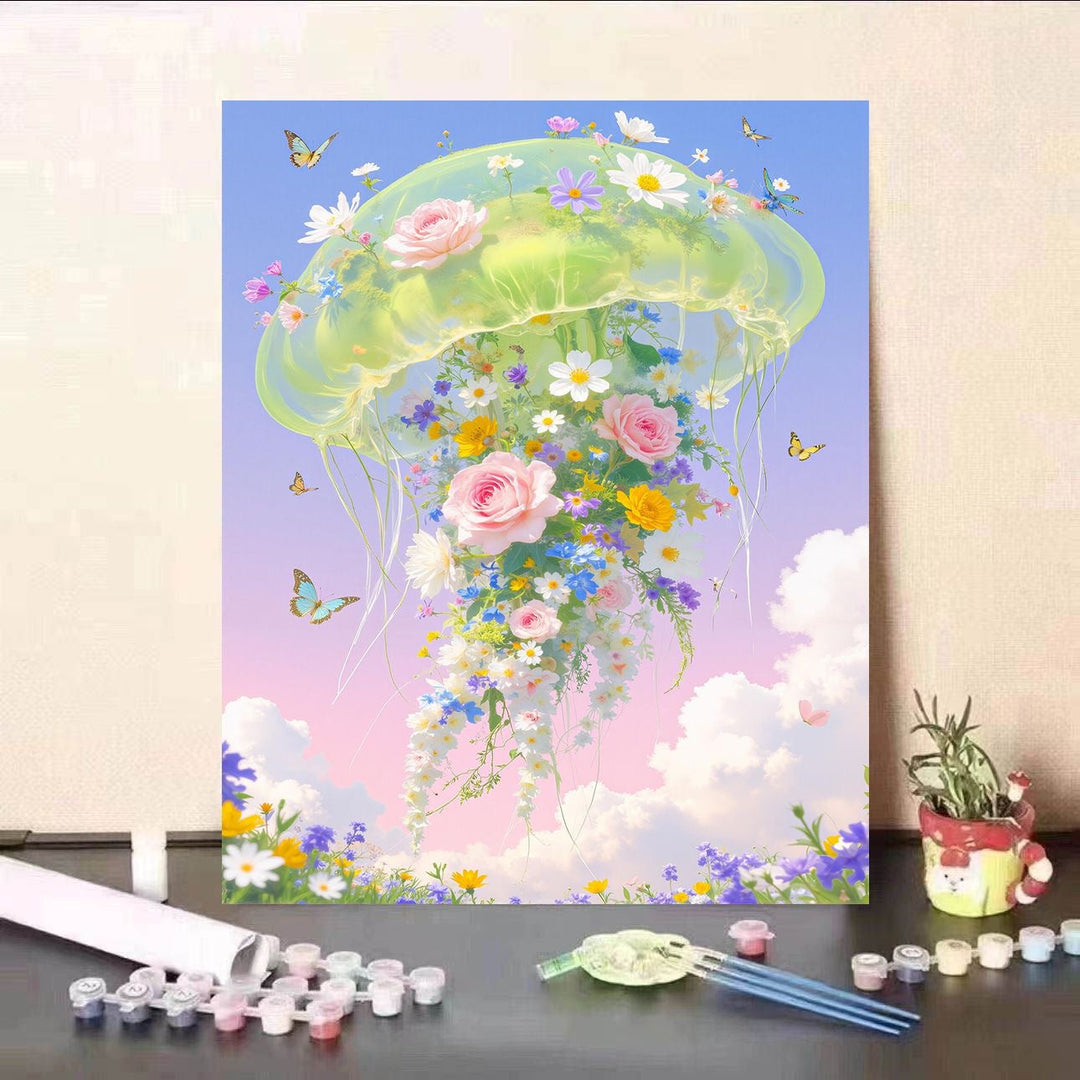 Floral Jellyfish Canvas Print Kalsten
