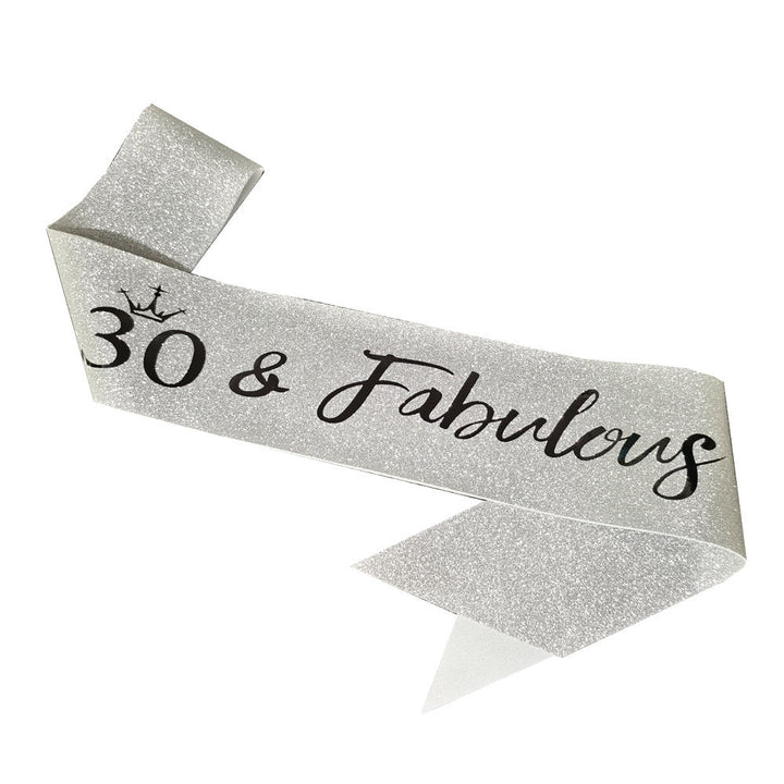 Ladies Glittering Birthday Sash with Festive Print Kalsten