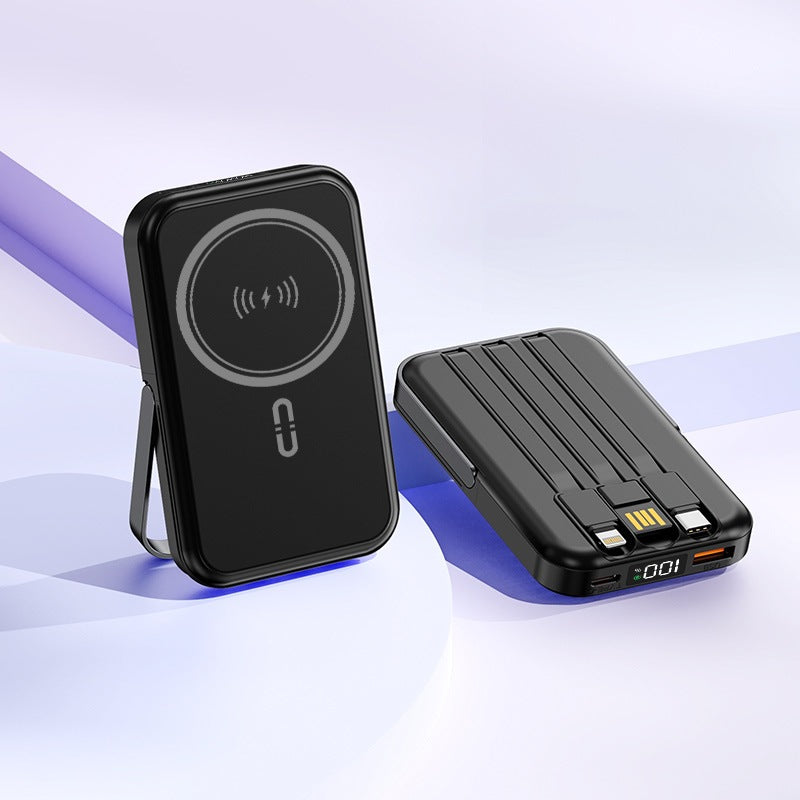 Portable induction power bank with integrated stand and multiple connections Kalsten
