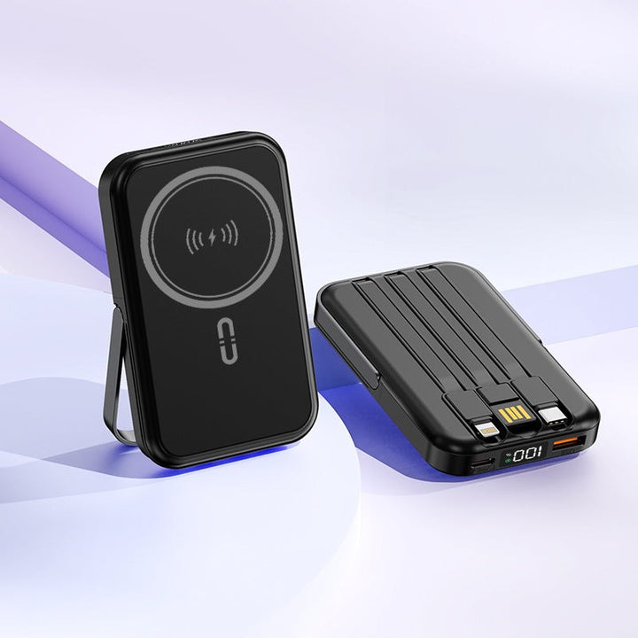 Portable induction power bank with integrated stand and multiple connections Kalsten