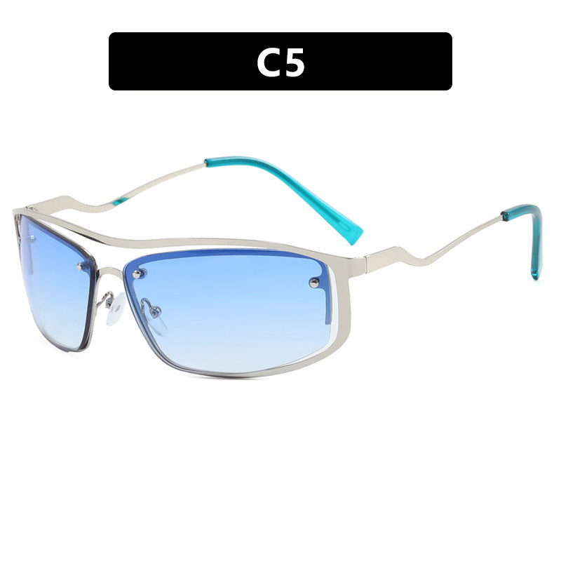 Women’s futuristic sunglasses with an elegant metal frame and high-transparent lenses Kalsten