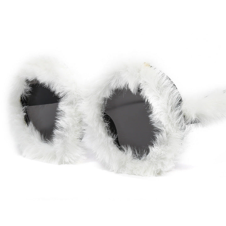 Ladies eye-catching oversized sunglasses with a unique fur touch Kalsten