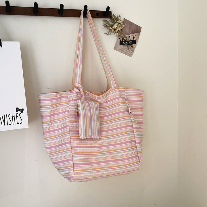 Spacious Wave Stripe Shopping Bag Kalsten