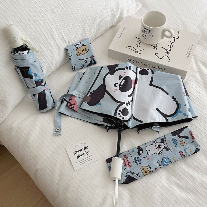 Women Folding Umbrella with Cute Animal Designs and Practical Carrying Case Kalsten