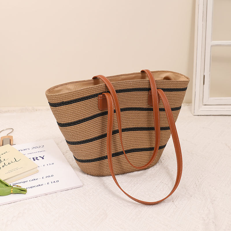 Elegant Bast Handbag with Leather Handles Kalsten