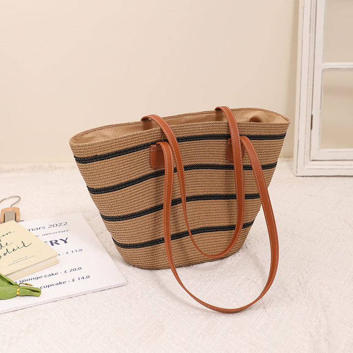 Elegant Bast Handbag with Leather Handles Kalsten