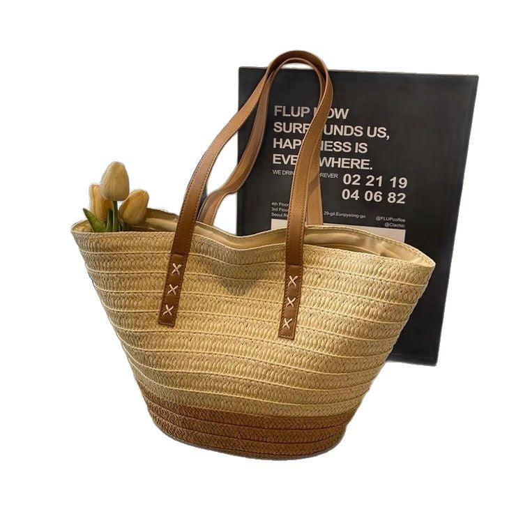 Padded Bast Bag with Decorative Leather Handles Kalsten