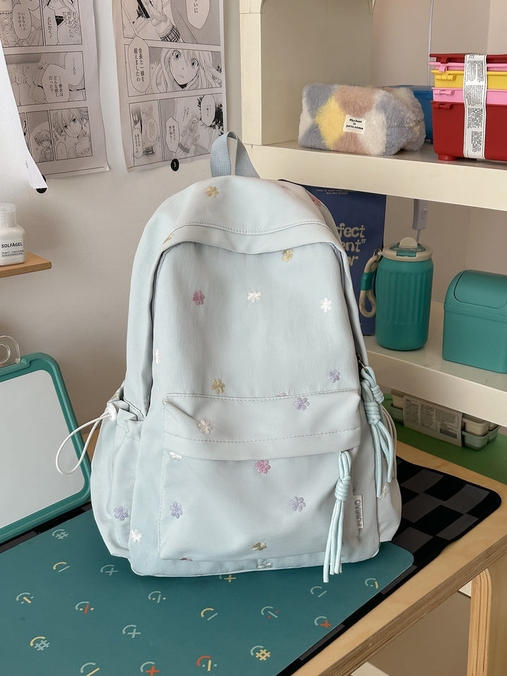 Floral Embroidered Day School Backpack