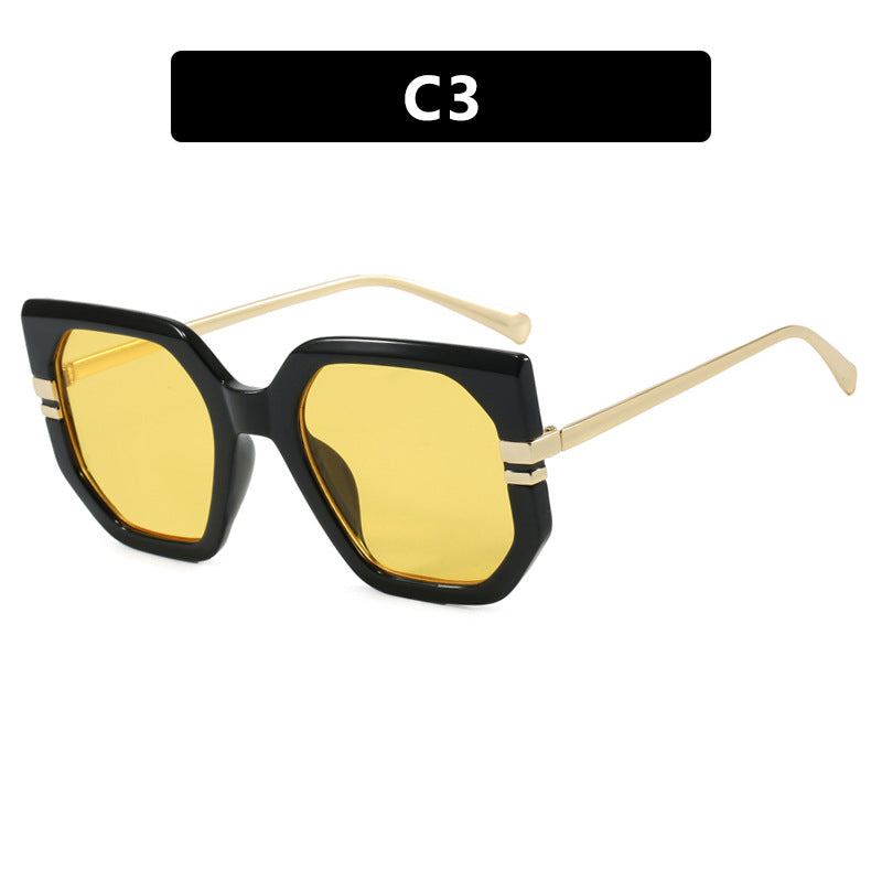 Women's geometric sunglasses with luxurious gold frame and polarized lenses Kalsten