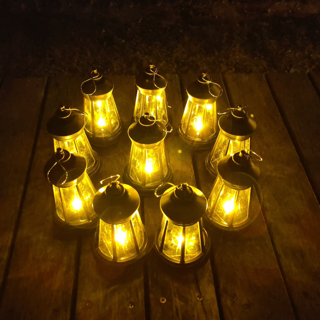 Vintage Metal Tabletop Lantern With Warm LED Fairy String Rechargeable USB Port And Portable Hanging Handle Kalsten