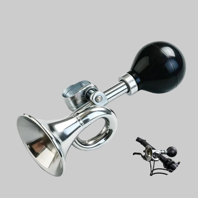 vintage squeeze bulb bicycle horn with chrome trumpet and adjustable clamp Kalsten