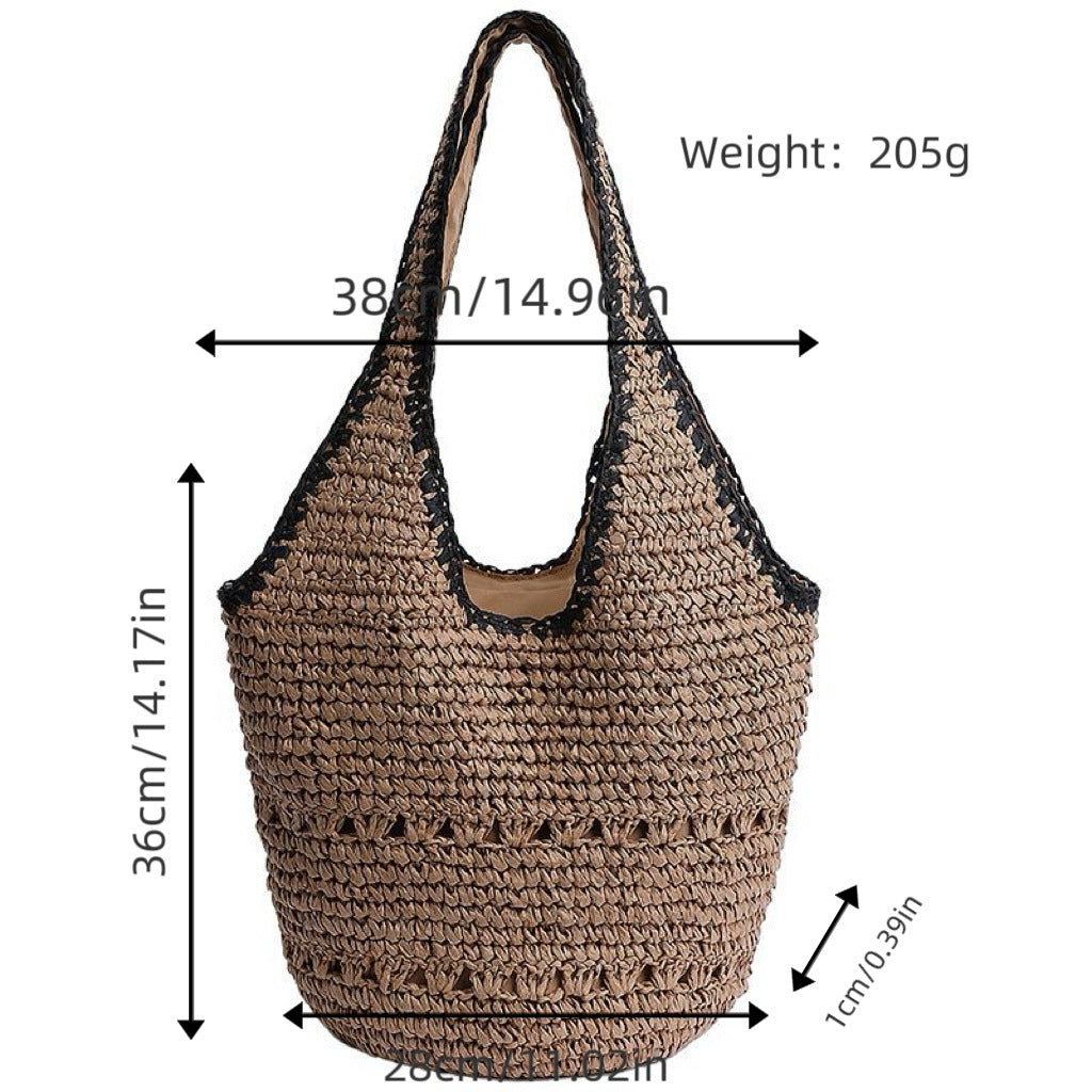 Woven Natural Material Handbag with Minimalist Structure Kalsten
