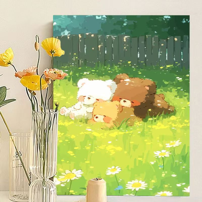Cute Bear-Themed Art Canvas Print Kalsten