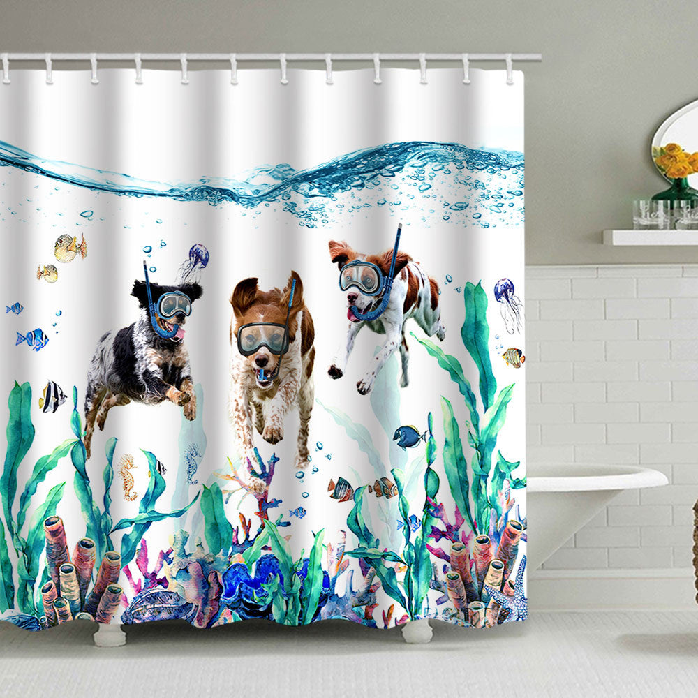 Artistic Dog Illustration Shower Curtain Kalsten