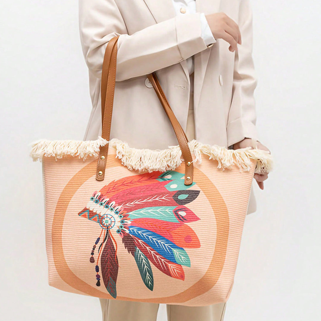 Beach bag with Unique Feather Design Kalsten