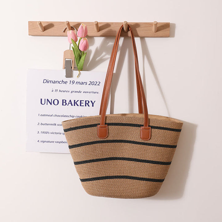 Elegant Bast Handbag with Leather Handles Kalsten