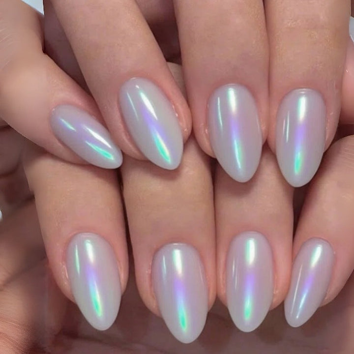 Iridescent Almond-Shaped Press-On Nails Kalsten