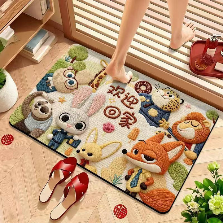 Cartoon-Themed Welcome Mat