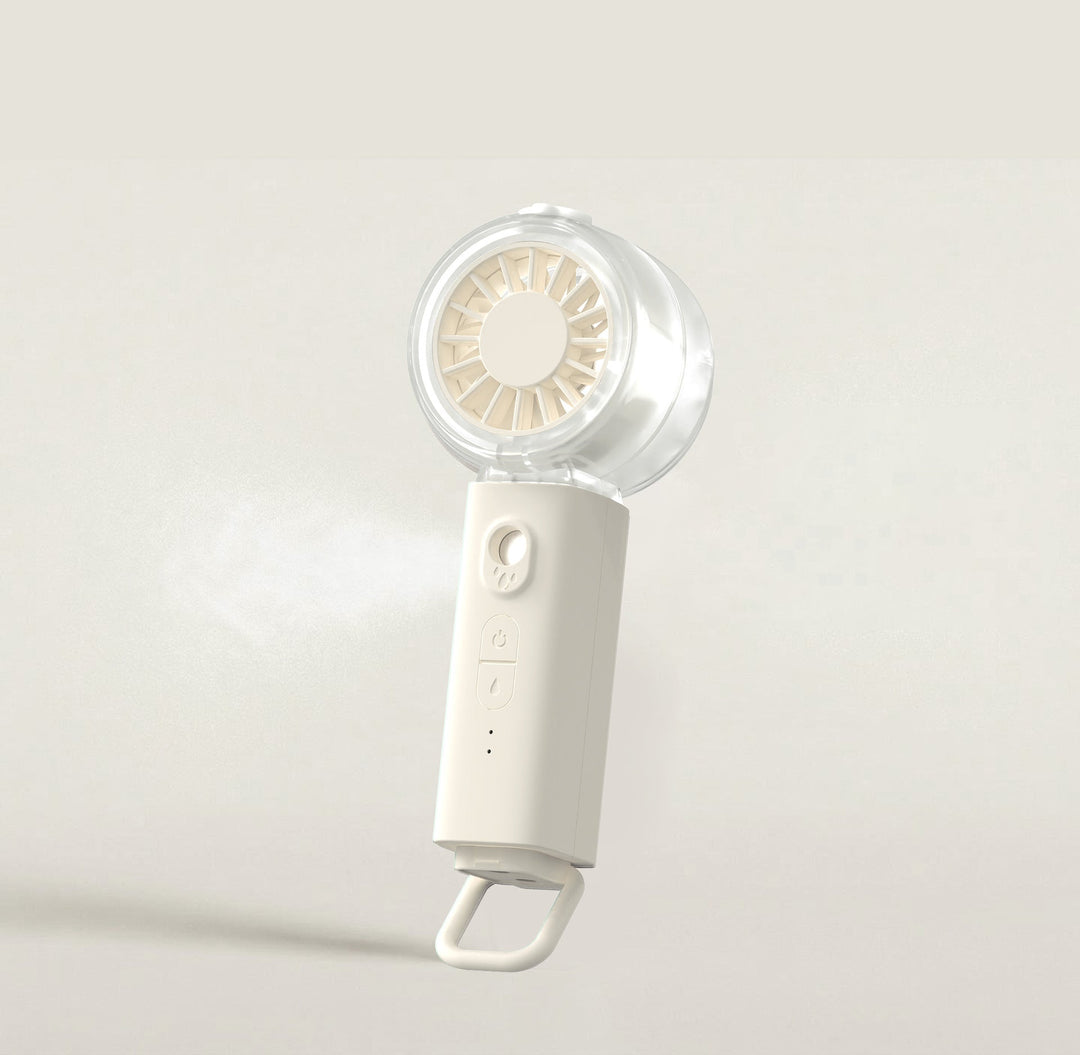 Unisex portable mini fan with misting function rechargeable battery collapsible carrying handle Kalsten