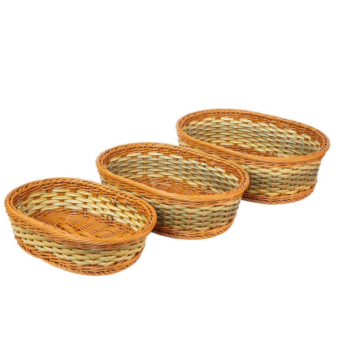 Women's Oval Willow Basket Set with Handwoven Details Kalsten
