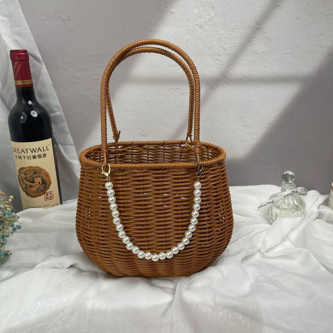 Women's stylish rattan container with pearl handle Kalsten