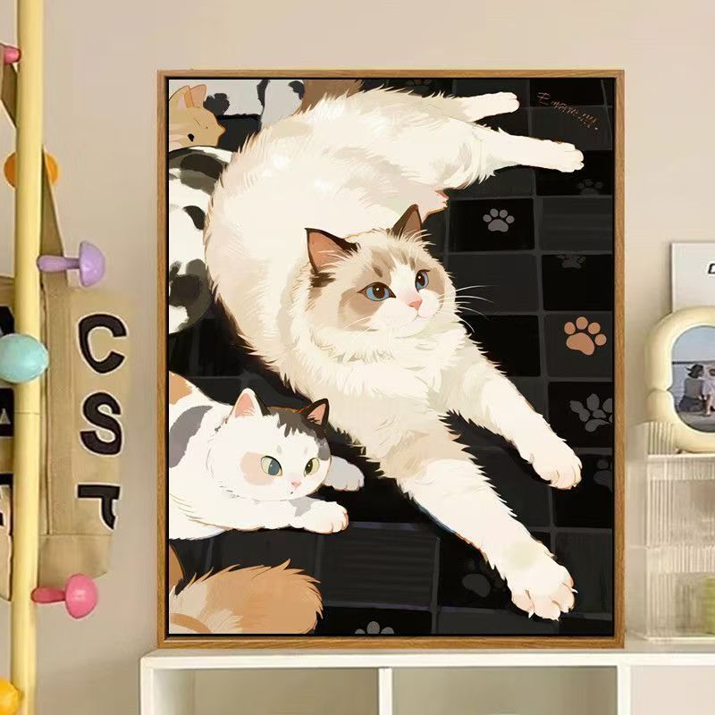 Cute Cat-Themed Decorative Canvas Art Kalsten