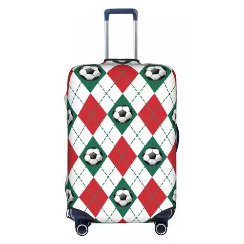 Unisex nan elastic luggage cover with football argyle pattern, tear-resistant stretch cover for trolley with handle and wheel openings Kalsten