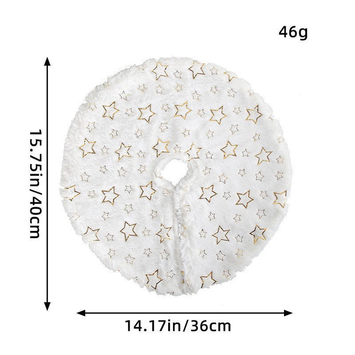 Plush Round Faux Fur Christmas Tree Skirt With Gold Star Print And Center Slit Closure