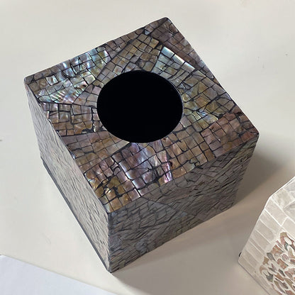 Mosaic paper bin made of natural materials Acalora