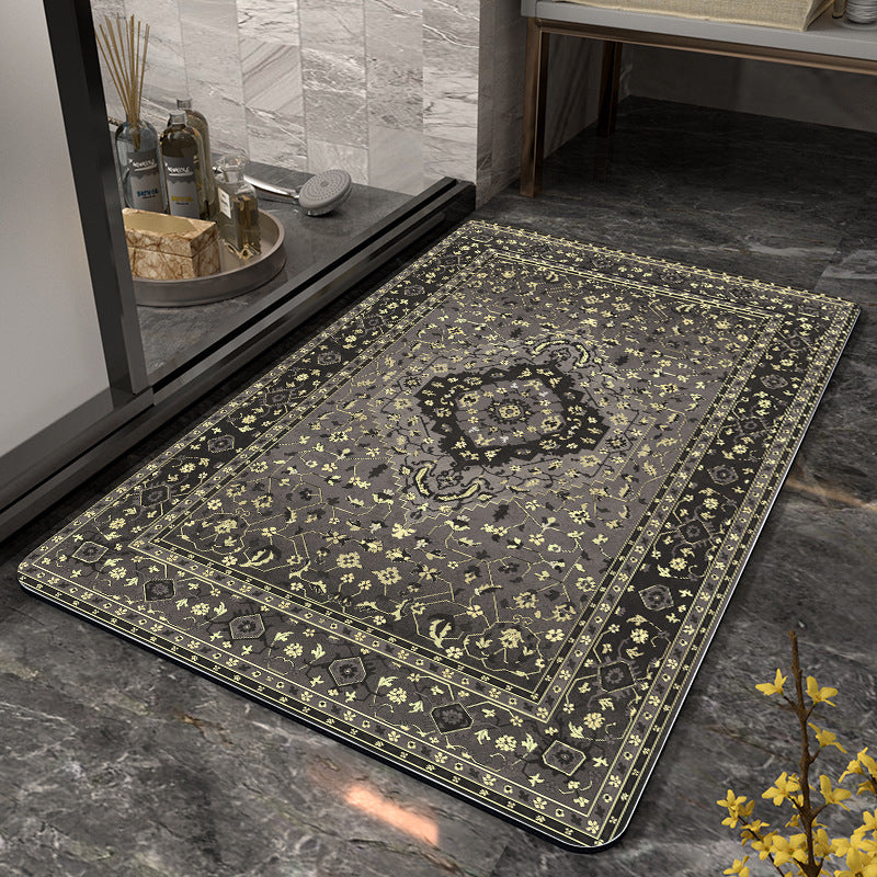 Floral Design Absorbent Bathroom Mat Acalora