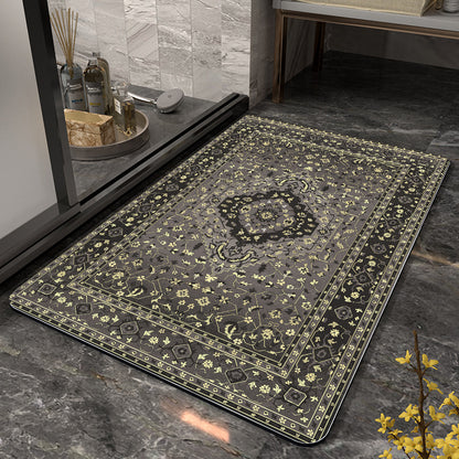 Floral Design Absorbent Bathroom Mat Acalora