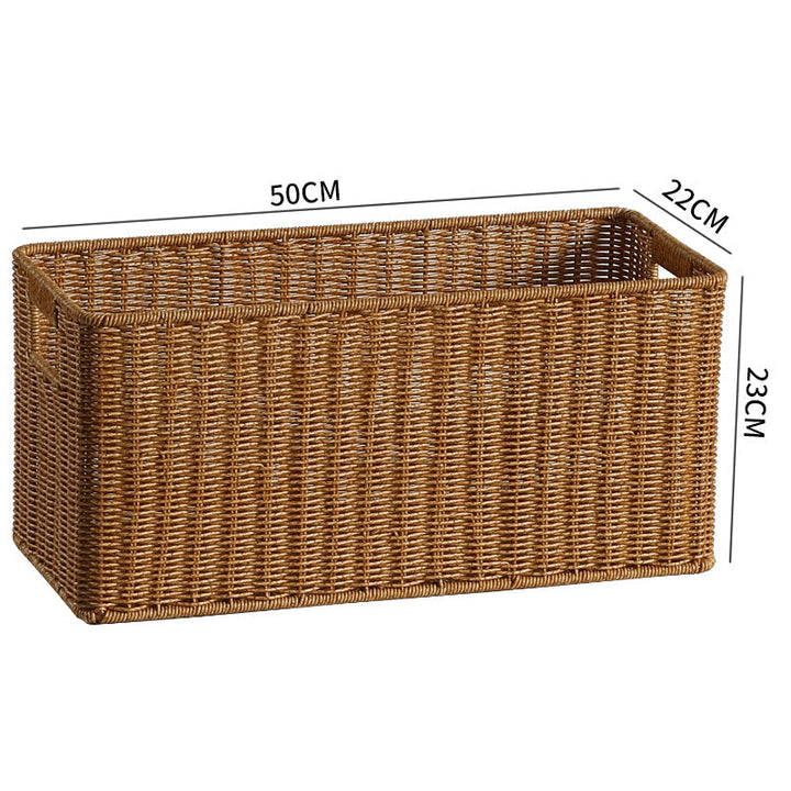 Handwoven Rectangular Storage Bin with Cutout Handles Kalsten