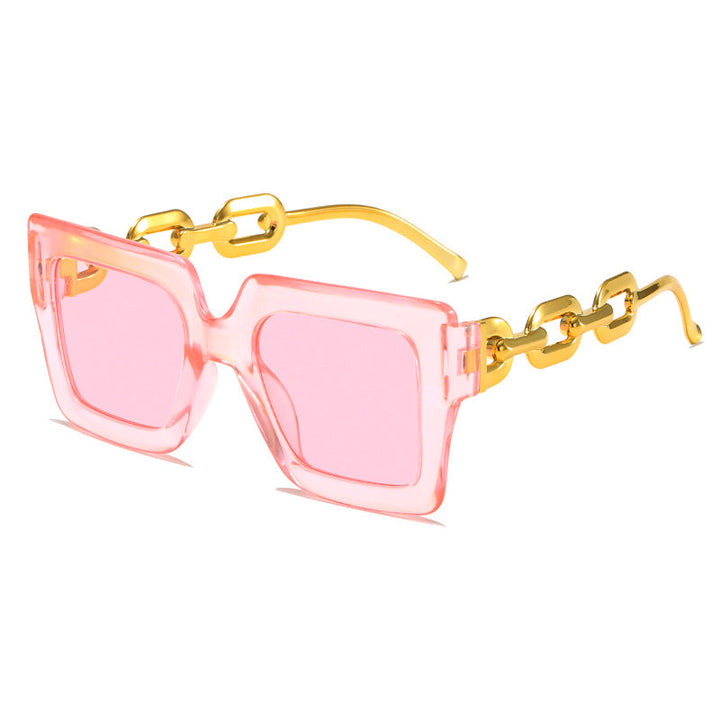 Women's fashionable sunglasses with unique rectangular frame and chain details Kalsten