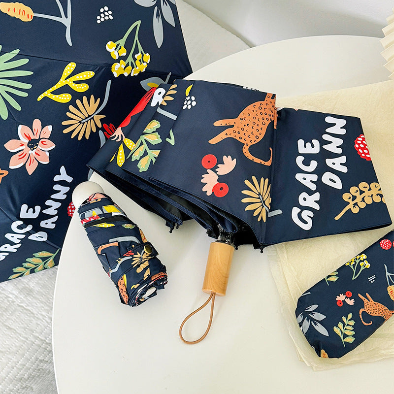 Women Folding Umbrella with Striking Flower Pattern Kalsten