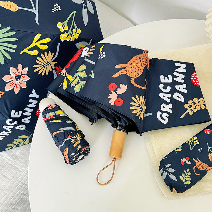 Women Folding Umbrella with Striking Flower Pattern Kalsten