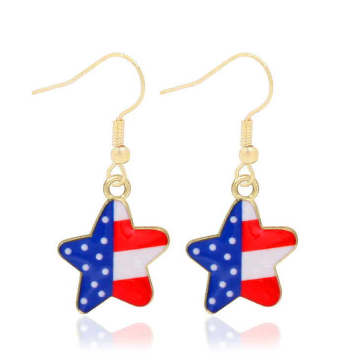 Women's long multi-layer star drop earrings with crystal embellishments and rhodium-plated alloy Kalsten