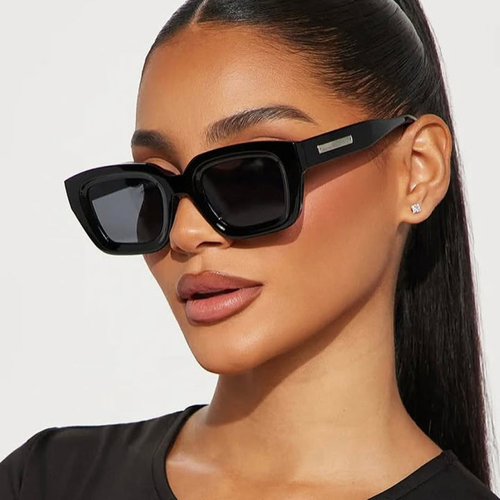 Women's square sunglasses with transparent frame and brown lenses Kalsten