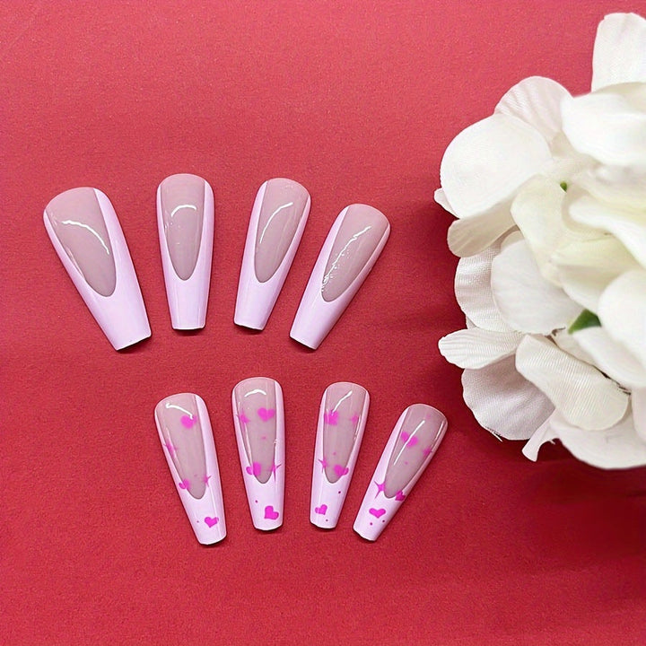 Decorative Heart-Themed Press-On Nail Art Kalsten