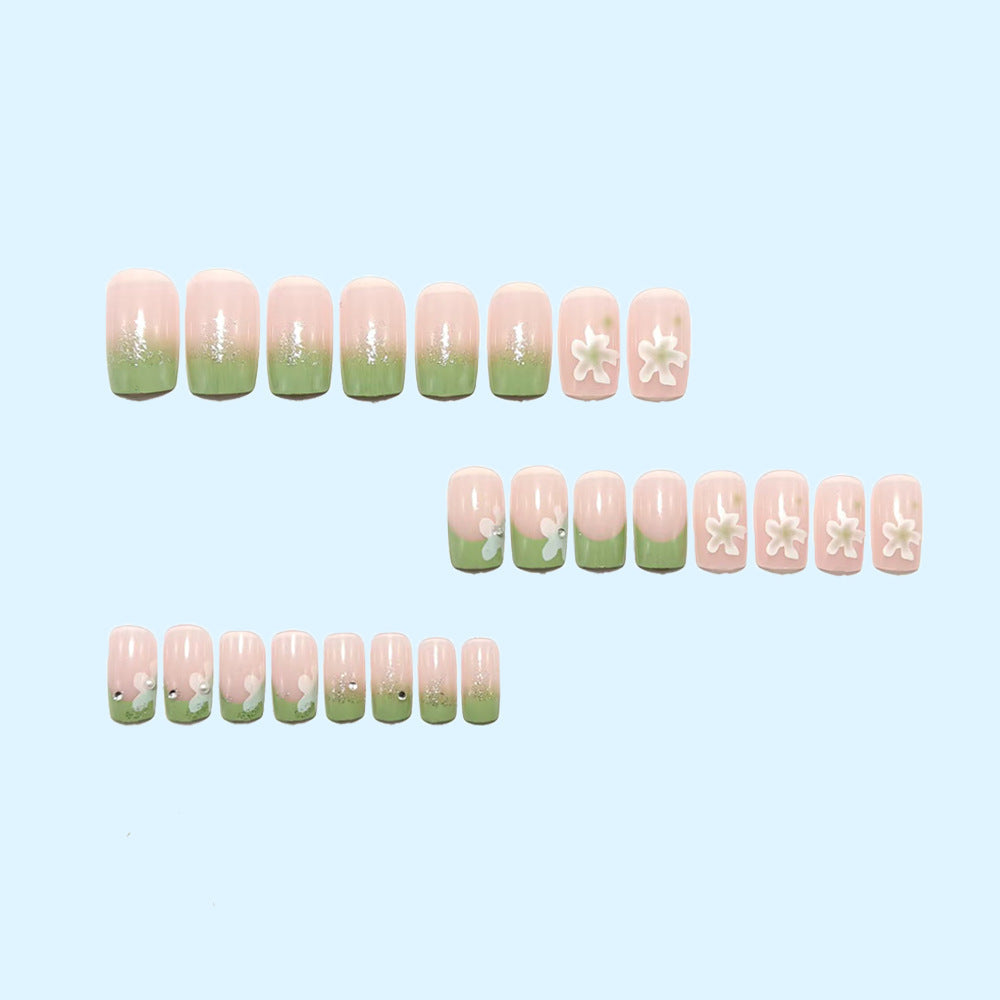 Artificial nails with floral accents and glitter coating Kalsten