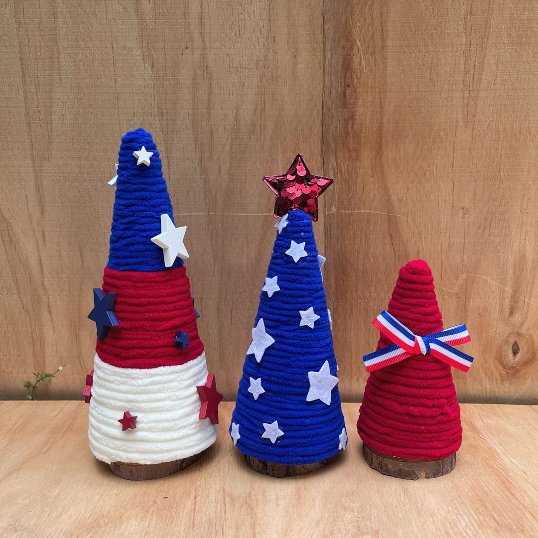 Independence Day patriotic festive tabletop cone centerpiece with felt star accents Kalsten