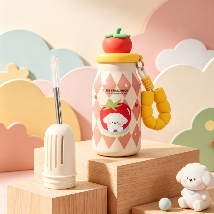 Insulated drinking bottle with sweet dog design and practical carrying strap Kalsten