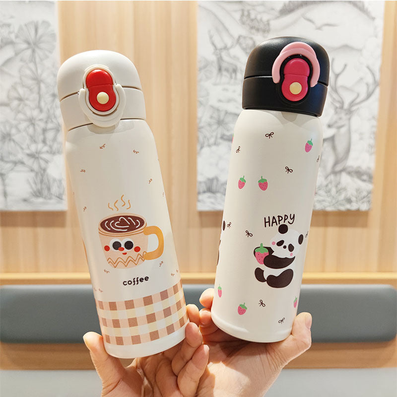 Women's playful stainless steel drinking bottle with integrated safety closure Kalsten