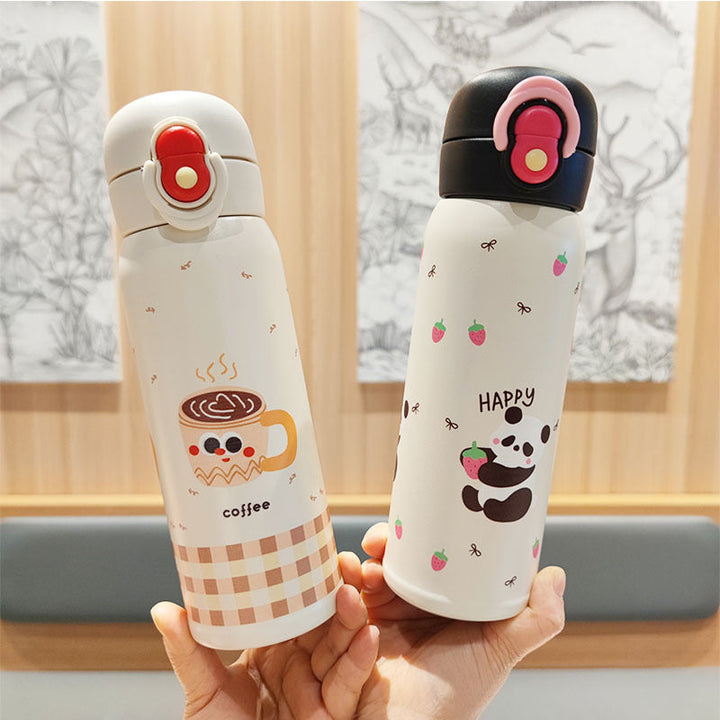 Women's playful stainless steel drinking bottle with integrated safety closure Kalsten