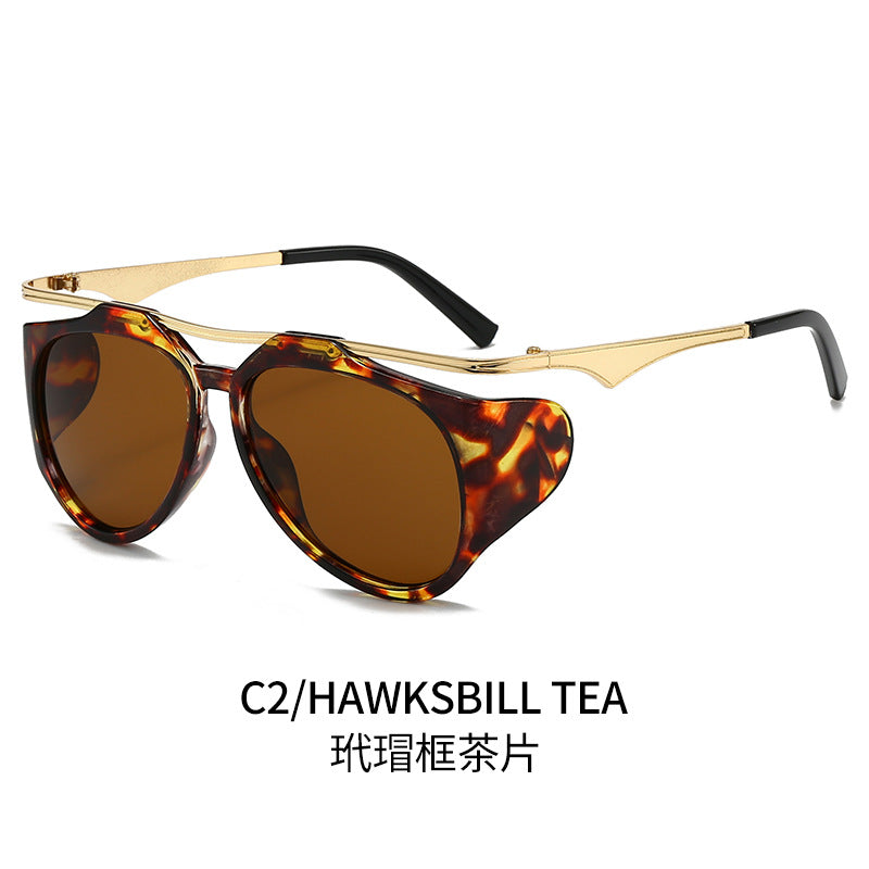 Ladies Fashion Sport Sunglasses with Oversized Frame and Golden Accents Kalsten