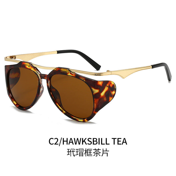 Ladies Fashion Sport Sunglasses with Oversized Frame and Golden Accents Kalsten